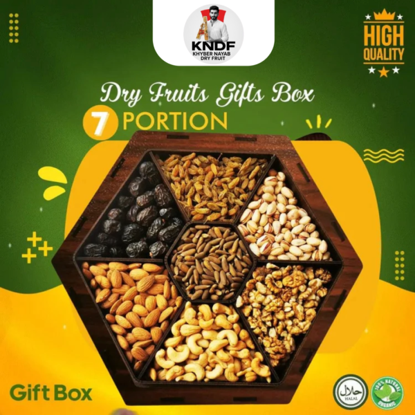 Dried Fruit Gift Box Basket - 7 Portion Wooden Nuts Box
